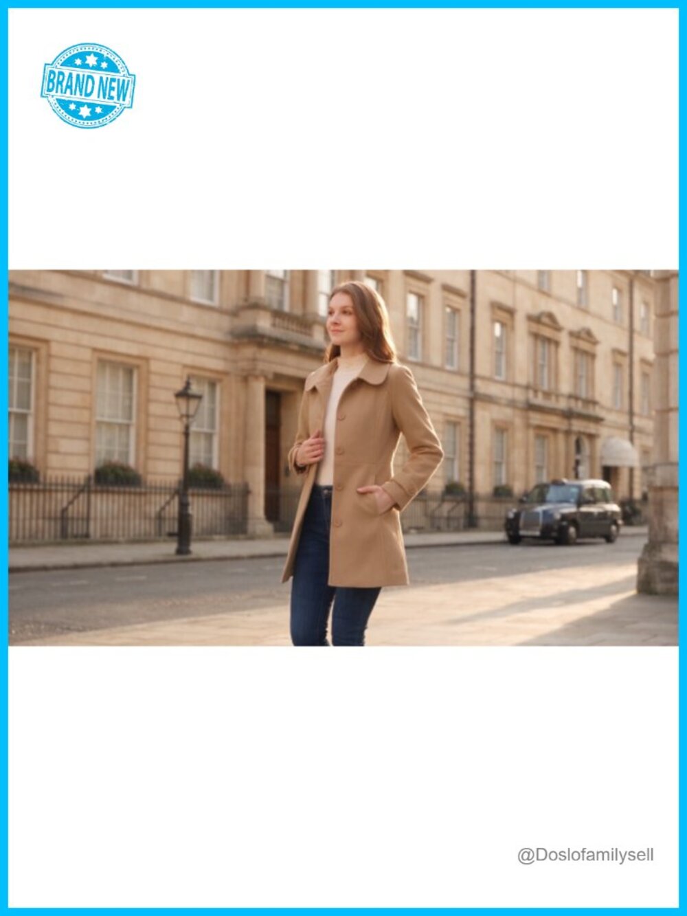 Peter Pan Collar Single Breasted Long Trench Coat Winter Dressy Overcoat - Picture 6 of 6